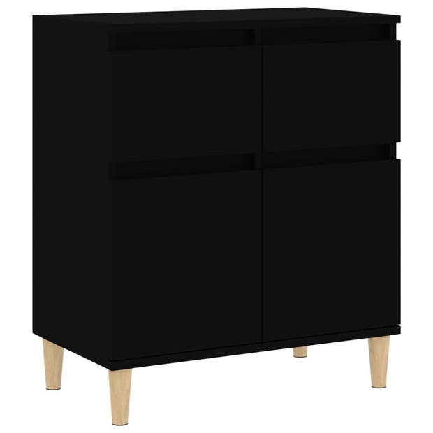 The Living Store Dressoir Kast - 60x35x70 cm - Zwart Houten Meubel met Opbergruimte