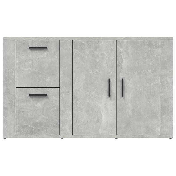 The Living Store Dressoir Betongrijs - 100 x 33 x 59.5 cm - Tijdloze uitstraling - Hoogwaardig bewerkt hout