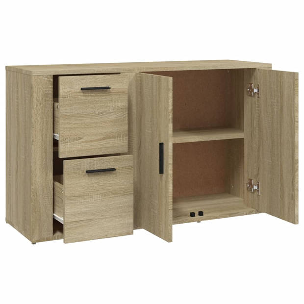 The Living Store Dressoir 100x33x59-5 cm bewerkt hout sonoma eikenkleurig - Keukenkast