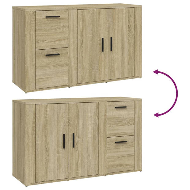 The Living Store Dressoir 100x33x59-5 cm bewerkt hout sonoma eikenkleurig - Keukenkast