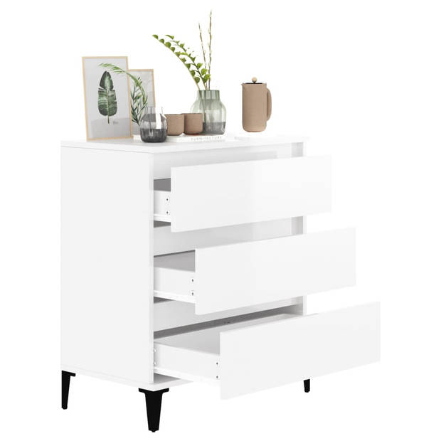 The Living Store Dressoir - - Meubel - 60x35x70cm - Hoogglans wit