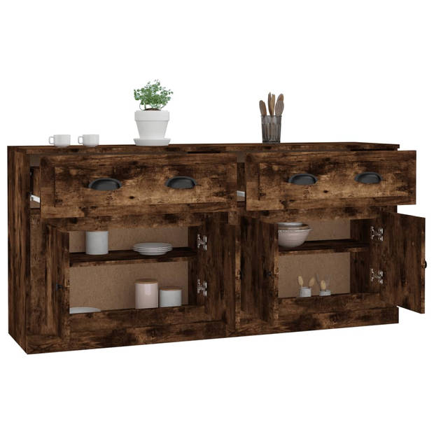 The Living Store Dressoir - Gerookt Eiken - 70 x 35.5 x 67.5 cm - Set van 2