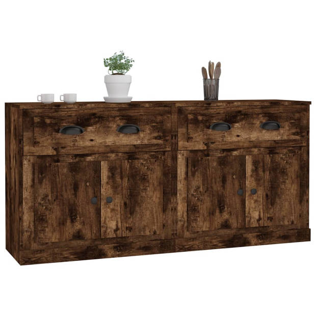 The Living Store Dressoir - Gerookt Eiken - 70 x 35.5 x 67.5 cm - Set van 2