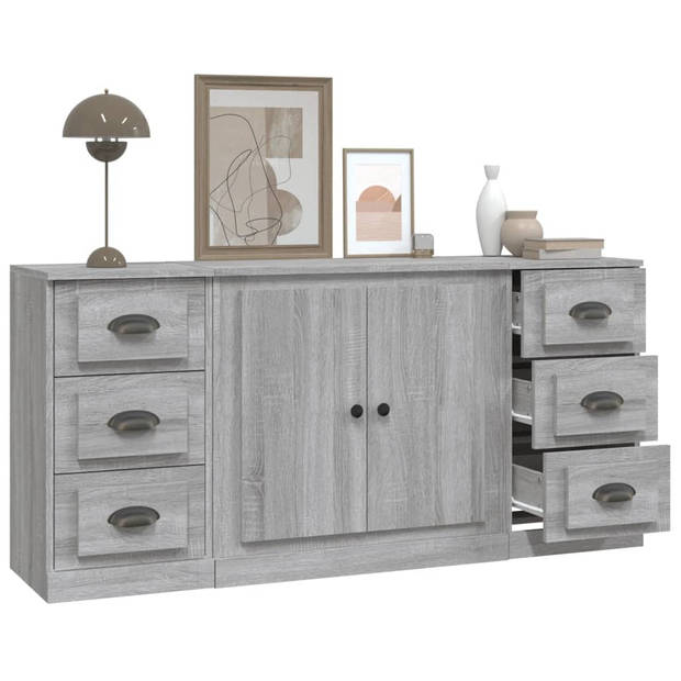 The Living Store Dressoir Classic Grey Sonoma Eiken - 142x35.5x67.5 cm