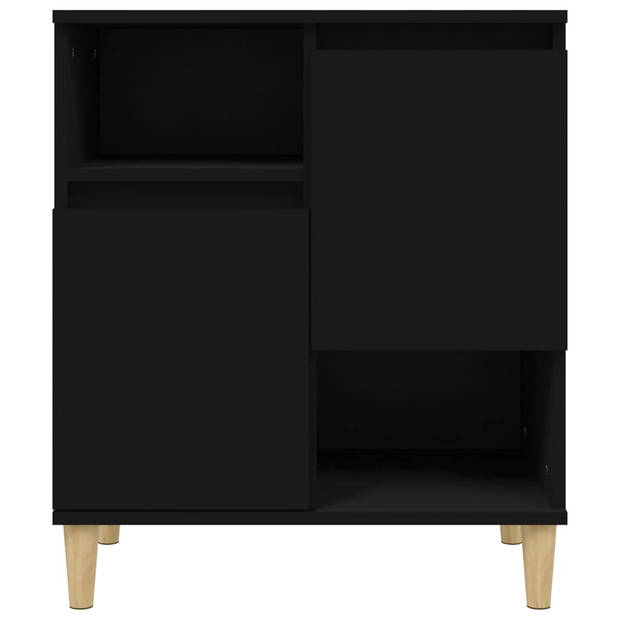 The Living Store Dressoir Zwart - 60 x 35 x 70 cm - Duurzaam bewerkt hout en massief eucalyptushout