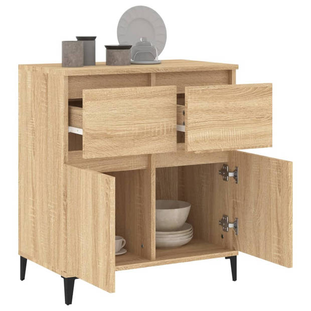 The Living Store Dressoir Hout 60x35x70 cm - Sonoma Eiken - Metalen poten