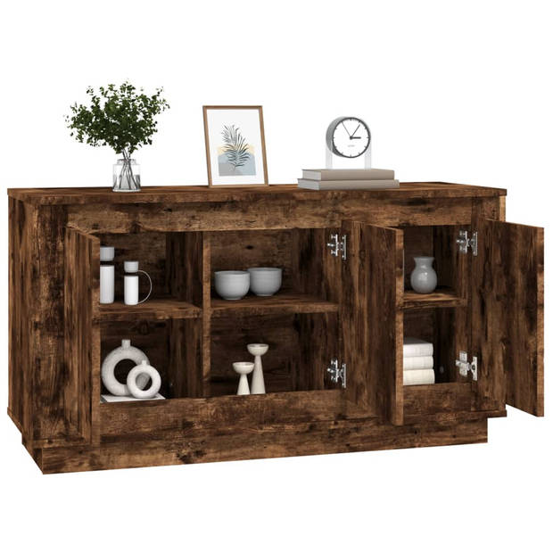 The Living Store Dressoir 102x35x55 cm bewerkt hout gerookt eikenkleurig - Keukenkast