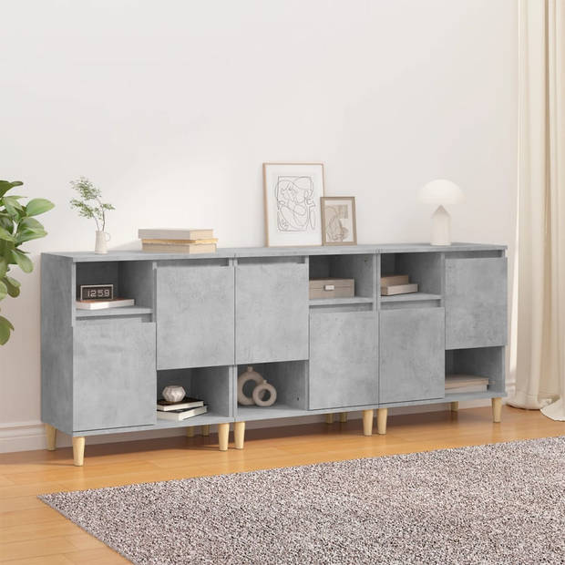 The Living Store Dressoir - Betongrijs - 60 x 35 x 70 cm - Duurzaam bewerkt hout en massief eucalyptushout