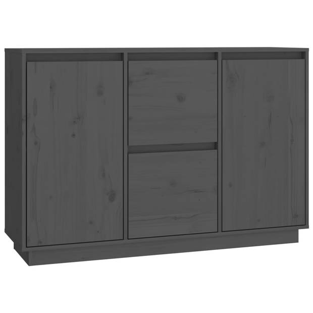 The Living Store Klassiek Grenenhouten Dressoir - 111 x 34 x 75 cm - Grijs