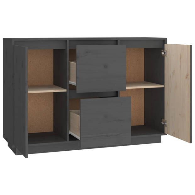 The Living Store Klassiek Grenenhouten Dressoir - 111 x 34 x 75 cm - Grijs