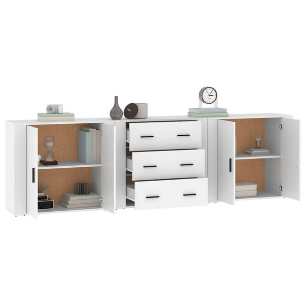 The Living Store Dressoir Set - Klassiek - Meubelen - 80 x 33 x 70 cm - Wit