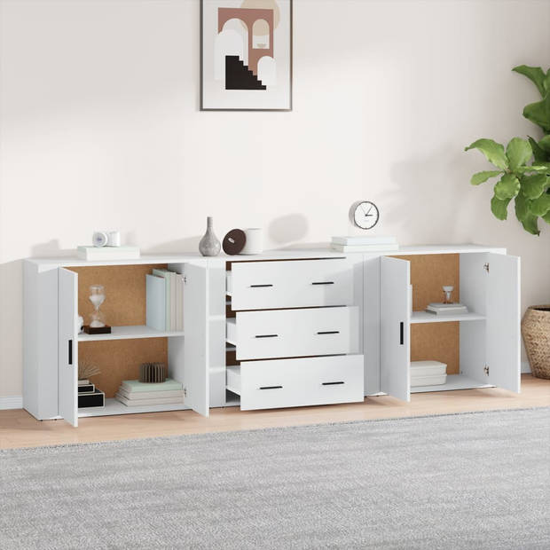 The Living Store Dressoir Set - Klassiek - Meubelen - 80 x 33 x 70 cm - Wit