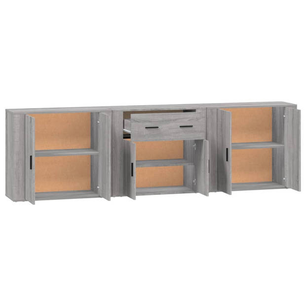 The Living Store Dressoir - Meubelen - 80 x 33 x 70 cm - Grijs Sonoma Eiken