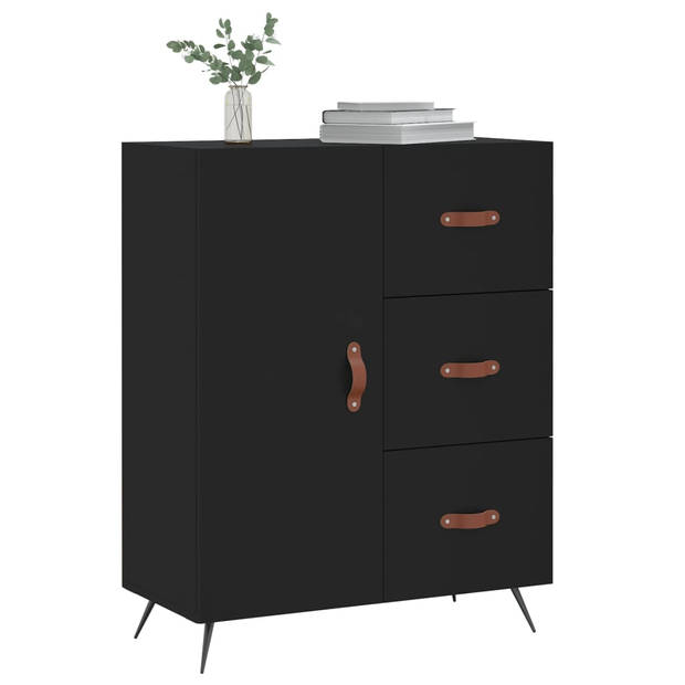 The Living Store Dressoir Vintage - 69.5 x 34 x 90 cm - Zwart Metaal en Hout