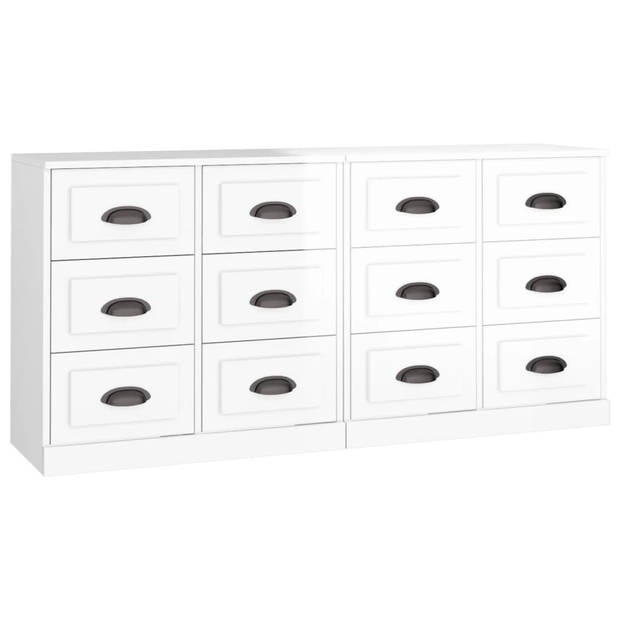 The Living Store Dressoir - Hoogglans wit - 70 x 35.5 x 67.5 cm - Set van 2