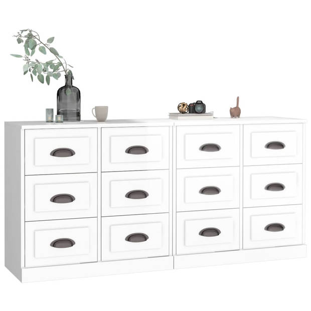 The Living Store Dressoir - Hoogglans wit - 70 x 35.5 x 67.5 cm - Set van 2