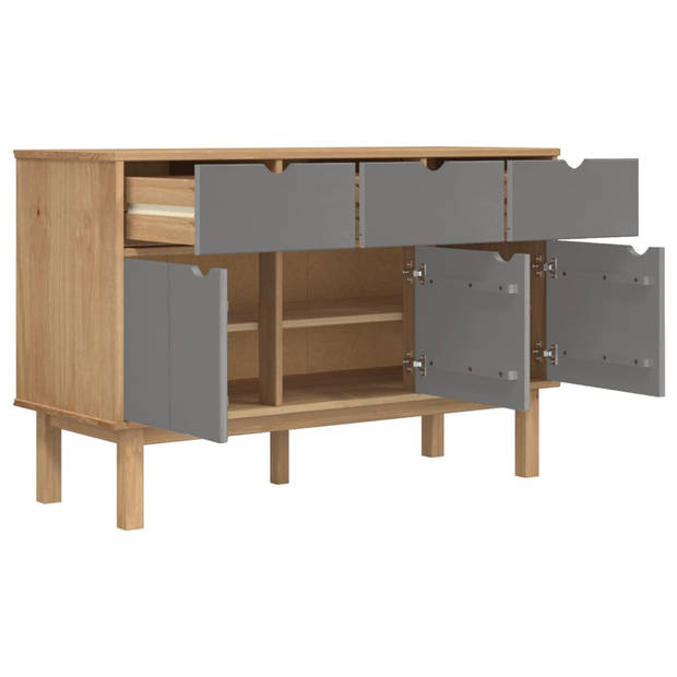 vidaXL Dressoir OTTA 114x43x73,5 cm massief grenenhout bruin en grijs