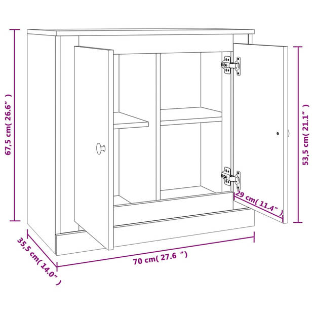 The Living Store Dressoir - Bijzetkast - 70 x 35.5 x 67.5 cm - Grijs Sonoma Eiken