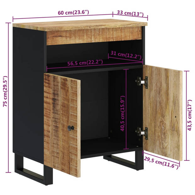 The Living Store Dressoir Midden - Massief mangohout - Stevig tafelblad - IJzeren poten