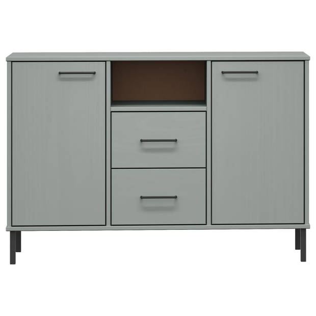 vidaXL Dressoir met metalen poten OSLO 113x40x77 cm grenenhout grijs