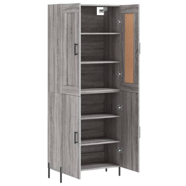 vidaXL Hoge kast 69,5x34x180 cm bewerkt hout grijs sonoma eikenkleurig