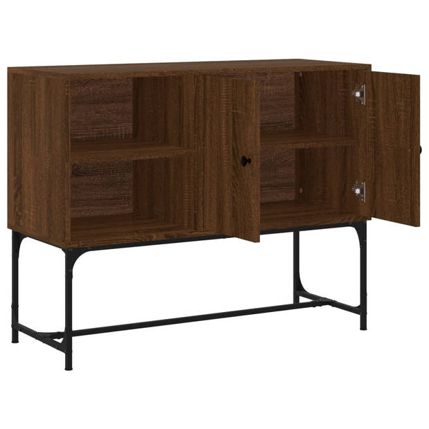 The Living Store-Dressoir-100x40x79-5-cm-bewerkt-hout-bruineikenkleurig - Keukenkast