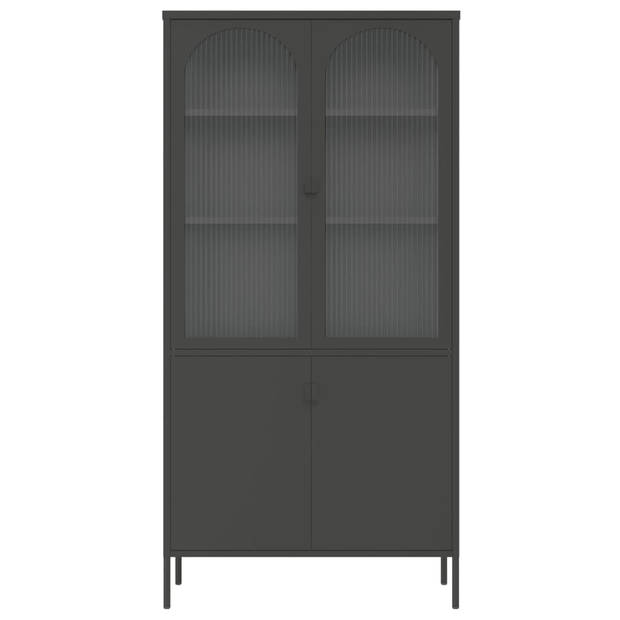 vidaXL Hoge kast 90x40x180 cm glas en staal zwart