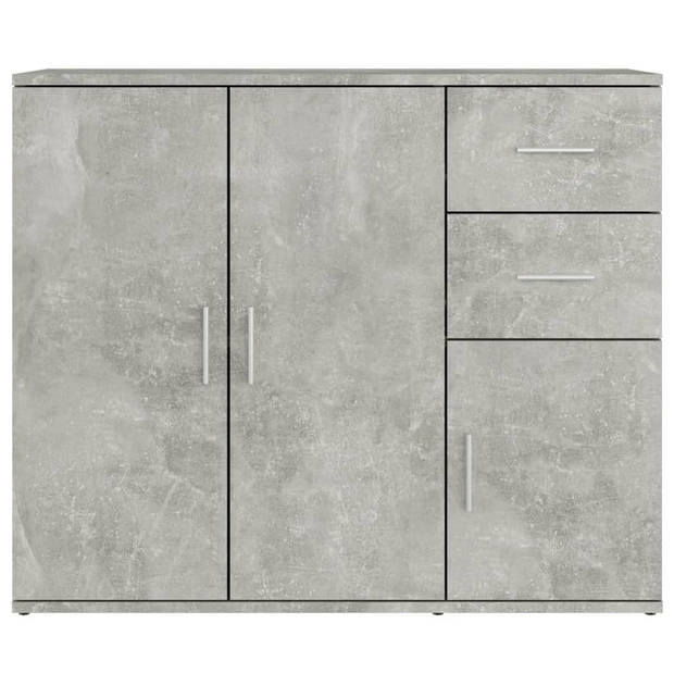 The Living Store Dressoir Betongrijs - 91 x 29.5 x 75 cm - Stevig bewerkt hout