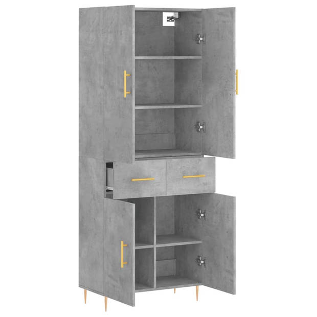 The Living Store Hoge Kast - Betongrijs - Dressoir - Opzetkast - 69.5 x 34 x 180 cm - Duurzaam Materiaal