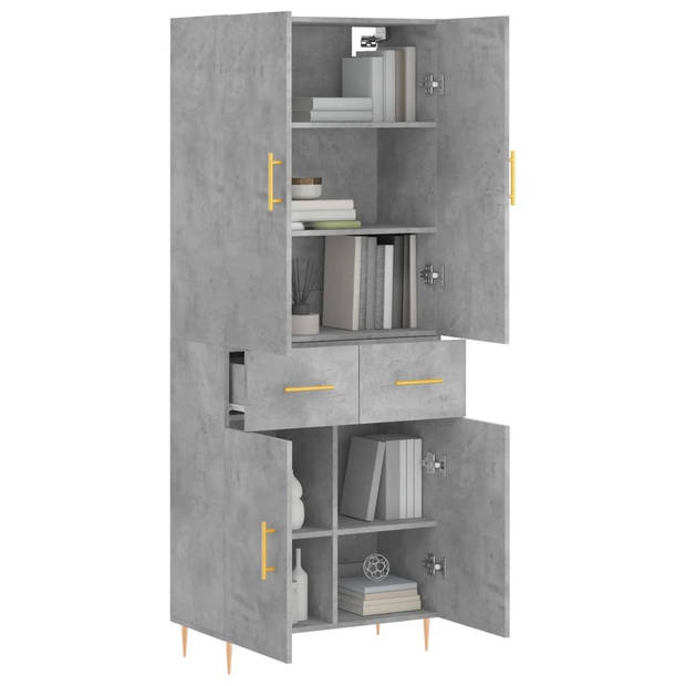 The Living Store Hoge Kast - Betongrijs - Dressoir - Opzetkast - 69.5 x 34 x 180 cm - Duurzaam Materiaal