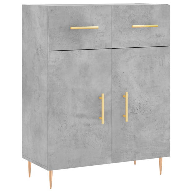 The Living Store Hoge Kast - Betongrijs - Dressoir - Opzetkast - 69.5 x 34 x 180 cm - Duurzaam Materiaal