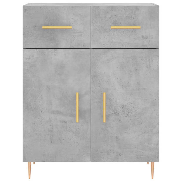 The Living Store Hoge Kast - Betongrijs - Dressoir - Opzetkast - 69.5 x 34 x 180 cm - Duurzaam Materiaal