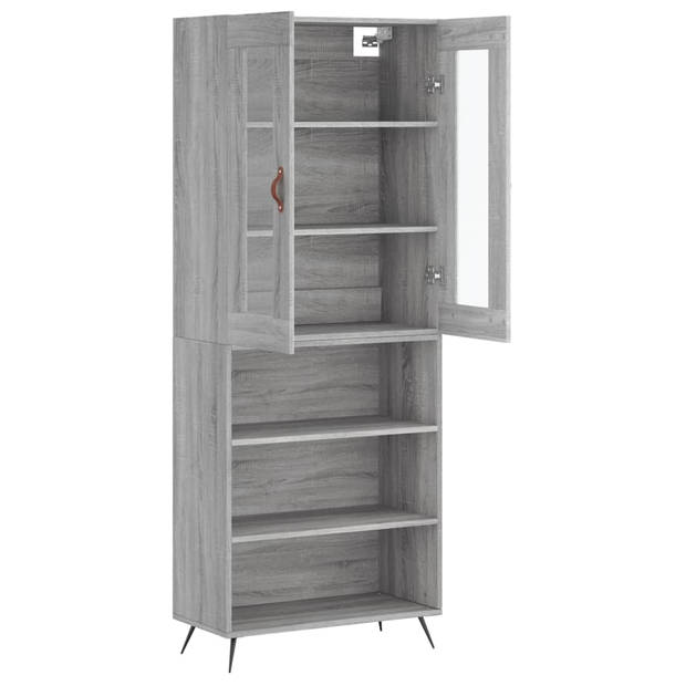 The Living Store Hoge Kast - Dressoir - Opzetkast - 69.5 x 34 x 180 cm - Grijs Sonoma Eiken