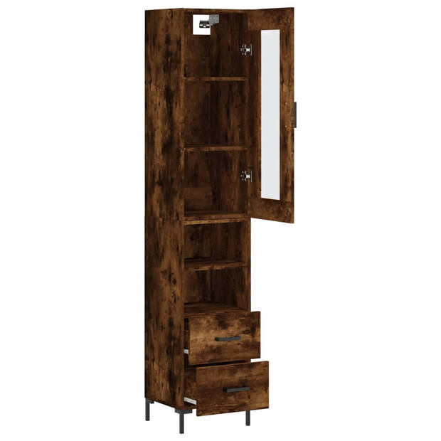 The Living Store Hoge Kast - Gerookt Eiken - Dressoir en Opzetkast - 180 cm - Duurzaam Materiaal