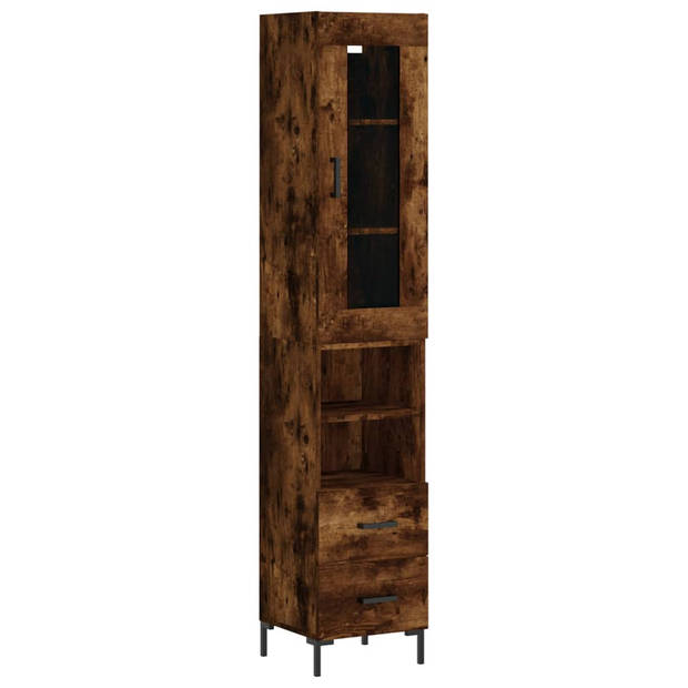 The Living Store Hoge Kast - Gerookt Eiken - Dressoir en Opzetkast - 180 cm - Duurzaam Materiaal