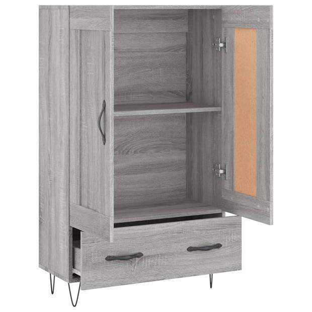 vidaXL Hoge kast 69,5x31x115 cm bewerkt hout grijs sonoma eikenkleurig