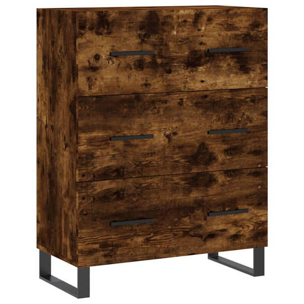 vidaXL Hoge kast 69,5x34x180 cm bewerkt hout gerookt eikenkleurig