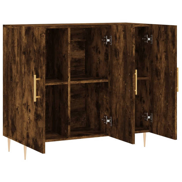 The Living Store Dressoir - Gerookt eiken - 90 x 34 x 80 cm - Metalen poten