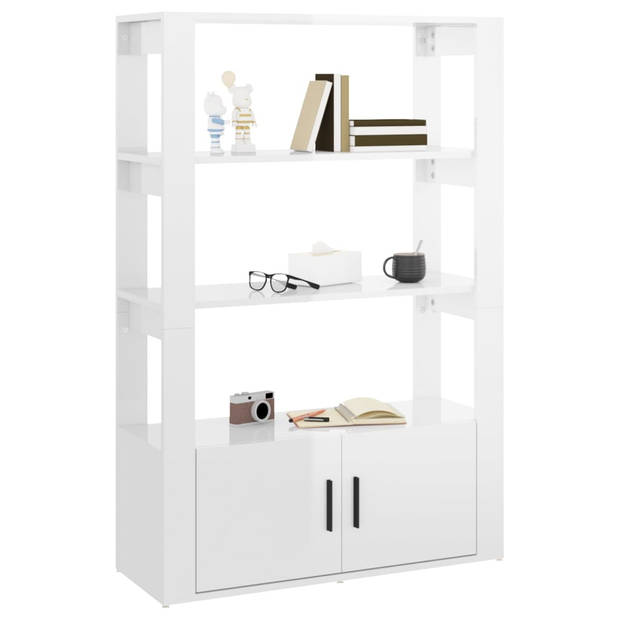 The Living Store Dressoir - Bijzetkasten - 80 x 30 x 119.5 cm - hoogglans wit