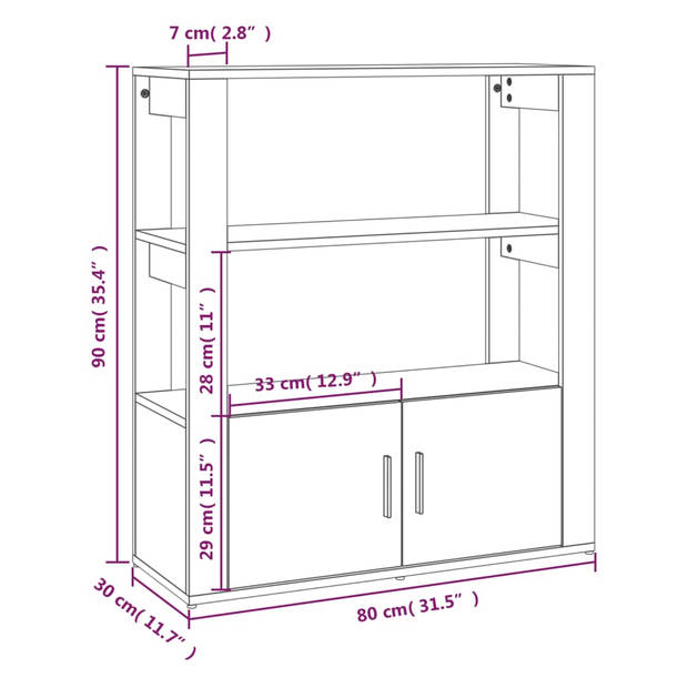 The Living Store Dressoir Zwart - Bijzetkast - 80 x 30 x 90 cm - Stevig materiaal