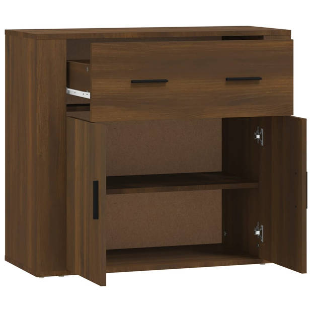 The Living Store Dressoir Bruineiken Bewerkt Hout - 80 x 33 x 70 cm - Voldoende Opbergruimte