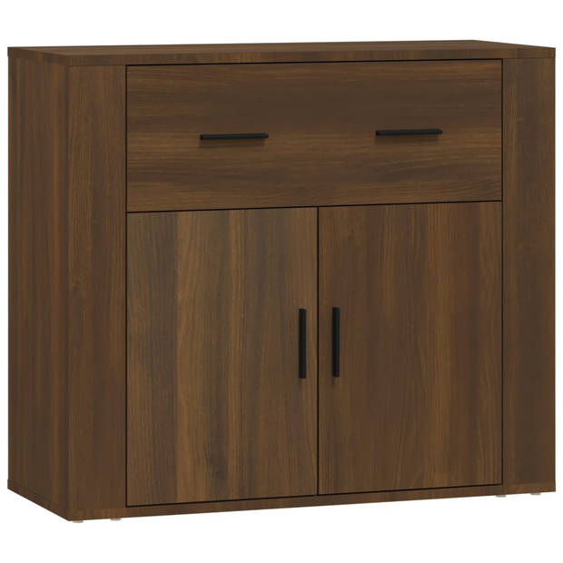 The Living Store Dressoir Bruineiken Bewerkt Hout - 80 x 33 x 70 cm - Voldoende Opbergruimte