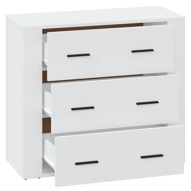 The Living Store Dressoir Wit 80x33x70 cm - Bewerkt Hout