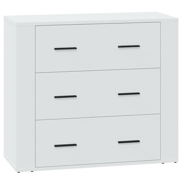 The Living Store Dressoir Wit 80x33x70 cm - Bewerkt Hout