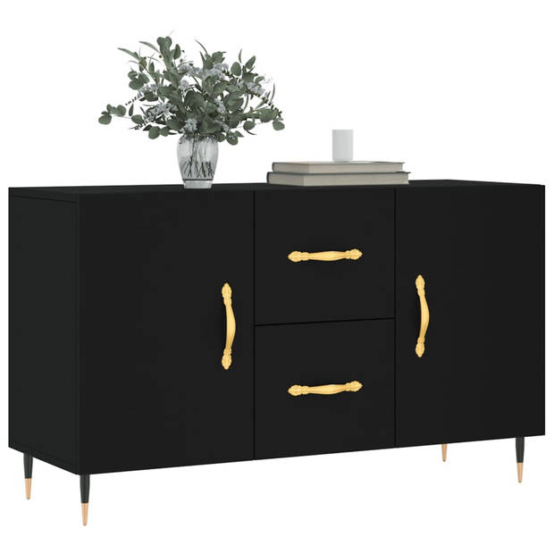 The Living Store Dressoir - Zwart - 100 x 36 x 60 cm - Duurzaam hout - Metalen poten