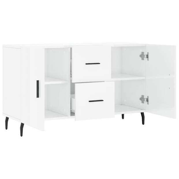 The Living Store Dressoir Modern - Hoogglans wit - 100 x 36 x 60 cm - Duurzaam hout/metaal