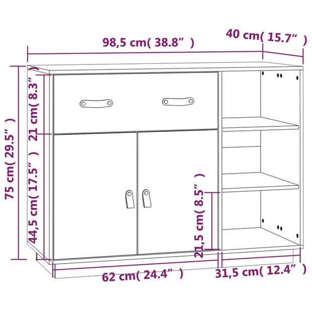 The Living Store Dressoir - - Massief grenenhout - 98.5 x 40 x 75 cm