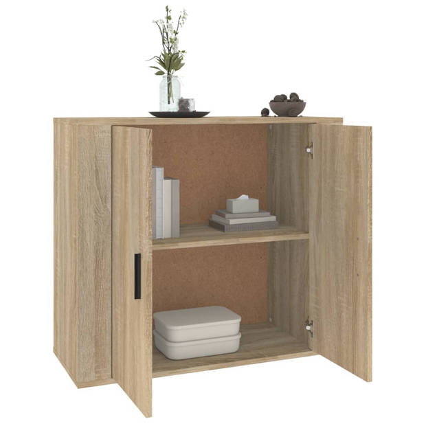 The Living Store Dressoir Sonoma Eiken - 80x33x70 cm - Bewerkt Hout