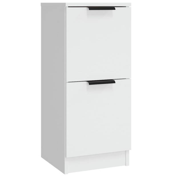 The Living Store Dressoir - Minimalistische Charme - Meubelen - 30 x 30 x 70 cm - Ken- Wit bewerkt hout