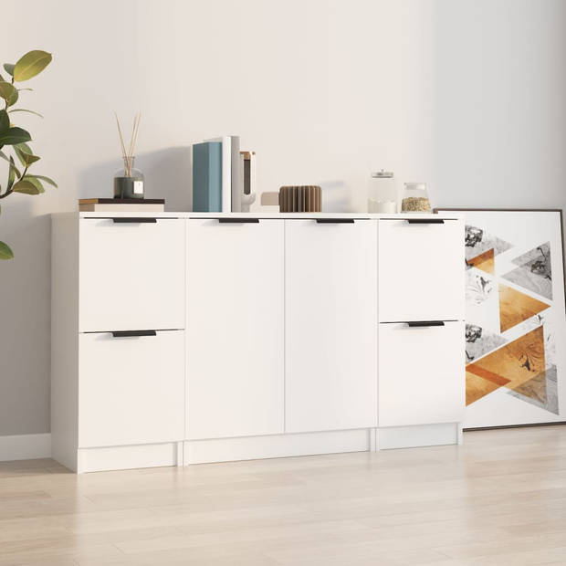 The Living Store Dressoir - Minimalistische Charme - Meubelen - 30 x 30 x 70 cm - Ken- Wit bewerkt hout